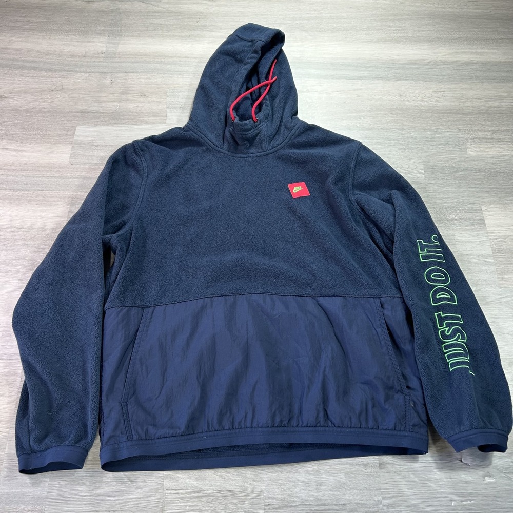 Nike Therma-FIT Hoodie Mens Large Blue Just Do It Sweatshirt DD6291-451